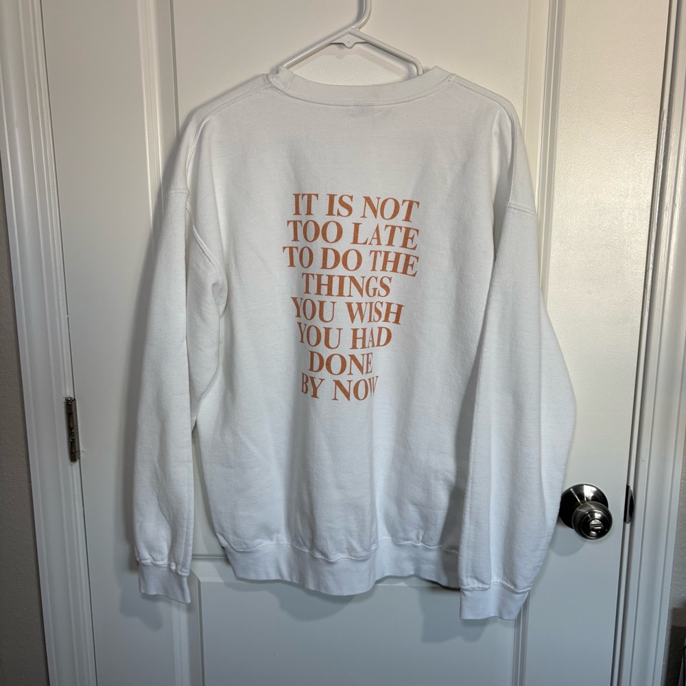 White Motivational Crewneck Sweater